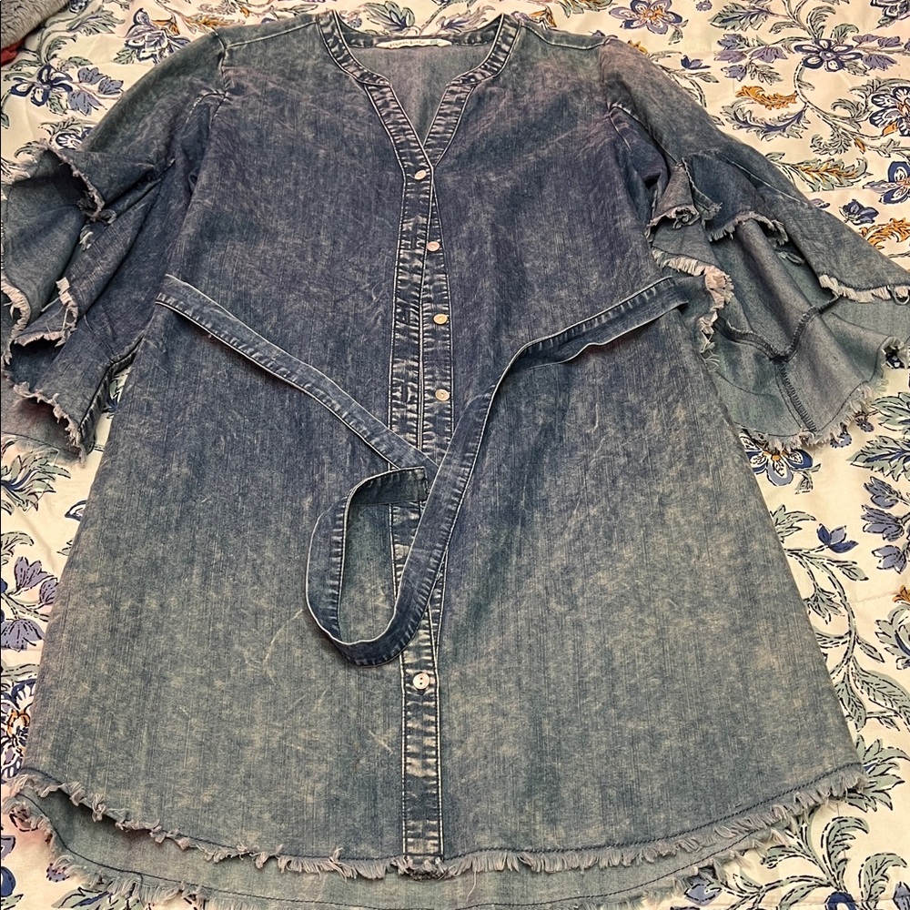 Denim Ruffle Sleeve Women's dress